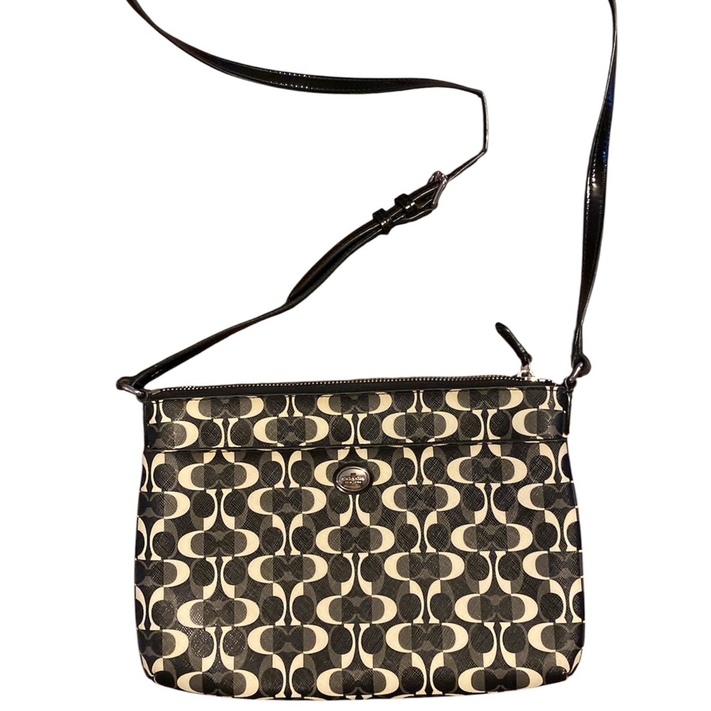 Coach Elegant Black and Cream Crossbody Bag